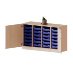 ErgoTray Schrank, 4reihig, 2 OH, zweitürig, n, mit 24 flachen Boxen, B/H/T 138,7x82x50cm 